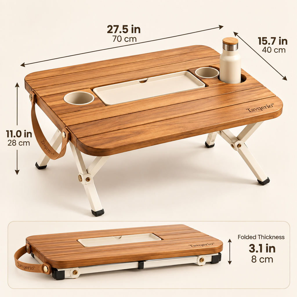 MeadowFold Picnic Table  Portable Folding Picnic Table with Removable Serving Tray & Integrated Drink Holders