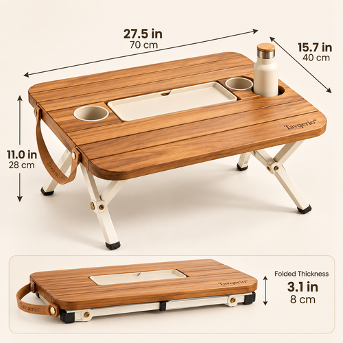 MeadowFold Picnic Table  Portable Folding Picnic Table with Removable Serving Tray & Integrated Drink Holders