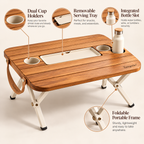 MeadowFold Picnic Table  Portable Folding Picnic Table with Removable Serving Tray & Integrated Drink Holders