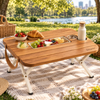 MeadowFold Picnic Table  Portable Folding Picnic Table with Removable Serving Tray & Integrated Drink Holders